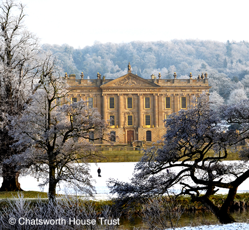 Chatsworth House in snow